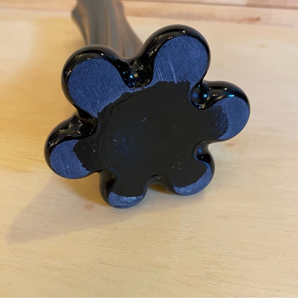 Solid Ebony Black Art Glass Lobed Twist Bud Vase - Picture 3 of 7